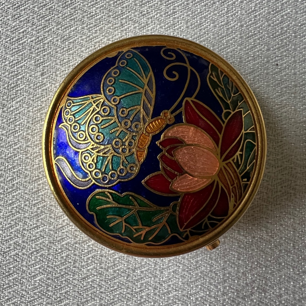 Vintage Cloisonne Enamel Butterfly Box